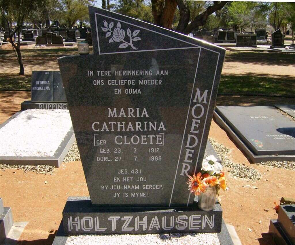 HOLTZHAUSEN Maria Catharina nee CLOETE 1912-1989