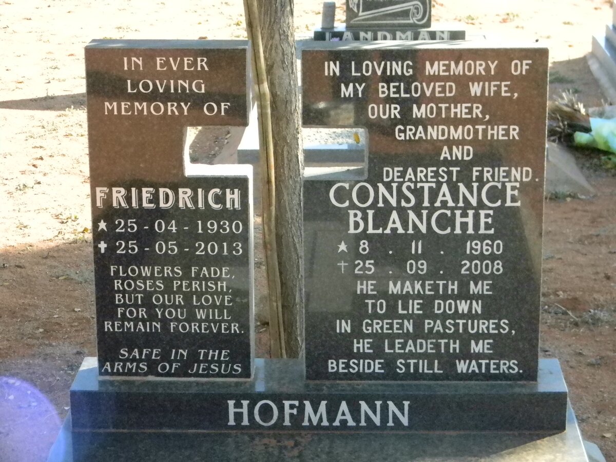 HOFMANN Friedrich 1930-2013 &amp; Constance Blanche 1960-2008