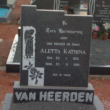 HEERDEN Aletta Katrina, van 1931-1981
