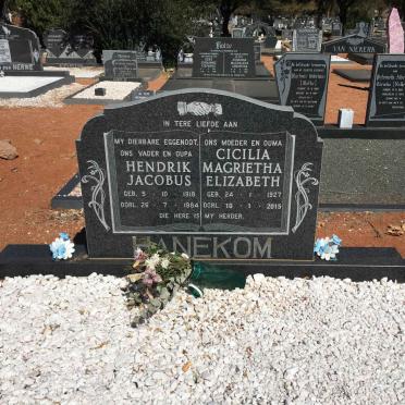 HANEKOM Hendrik Jacobus 1918-1984 &amp; Cicilia Magrietha Elizabeth 1927-2015