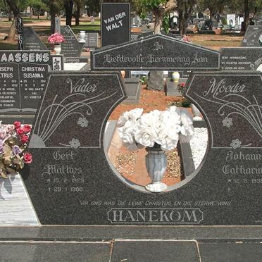 HANEKOM Gert Mathys 1929-1988 &amp; Johanna Catharina 1938-