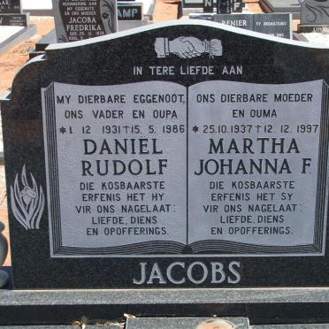 JACOBS Daniël Rudolf 1931-1986 &amp; Martha Johanna F. 1937-1997