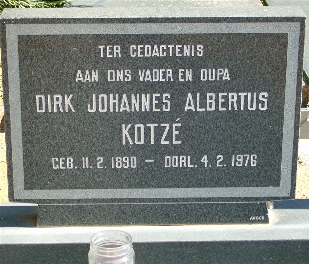 KOTZÉ Dirk Johannes Albertus 1890-1976