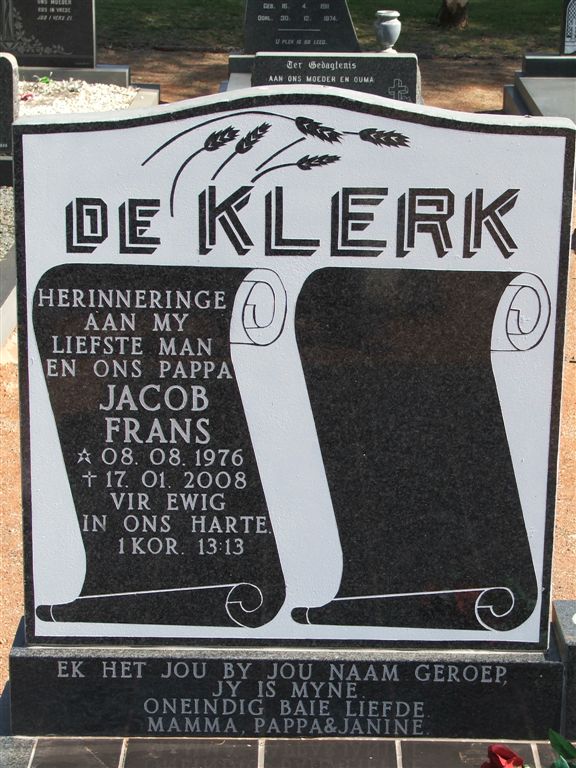 KLERK Jacob Frans, de 1976-2008