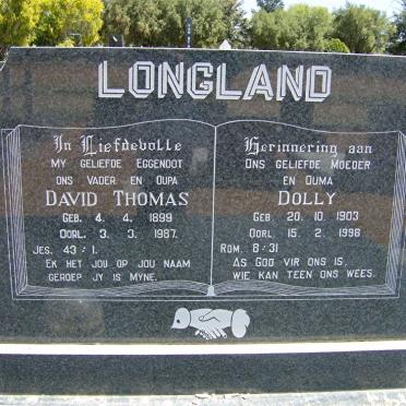 LONGLAND David Thomas 1899-1987 &amp; Dolly 1903-1998