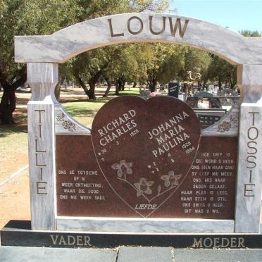 LOUW Richard Charles 1926-  &amp; Johanna Maria Paulina 1928-1984