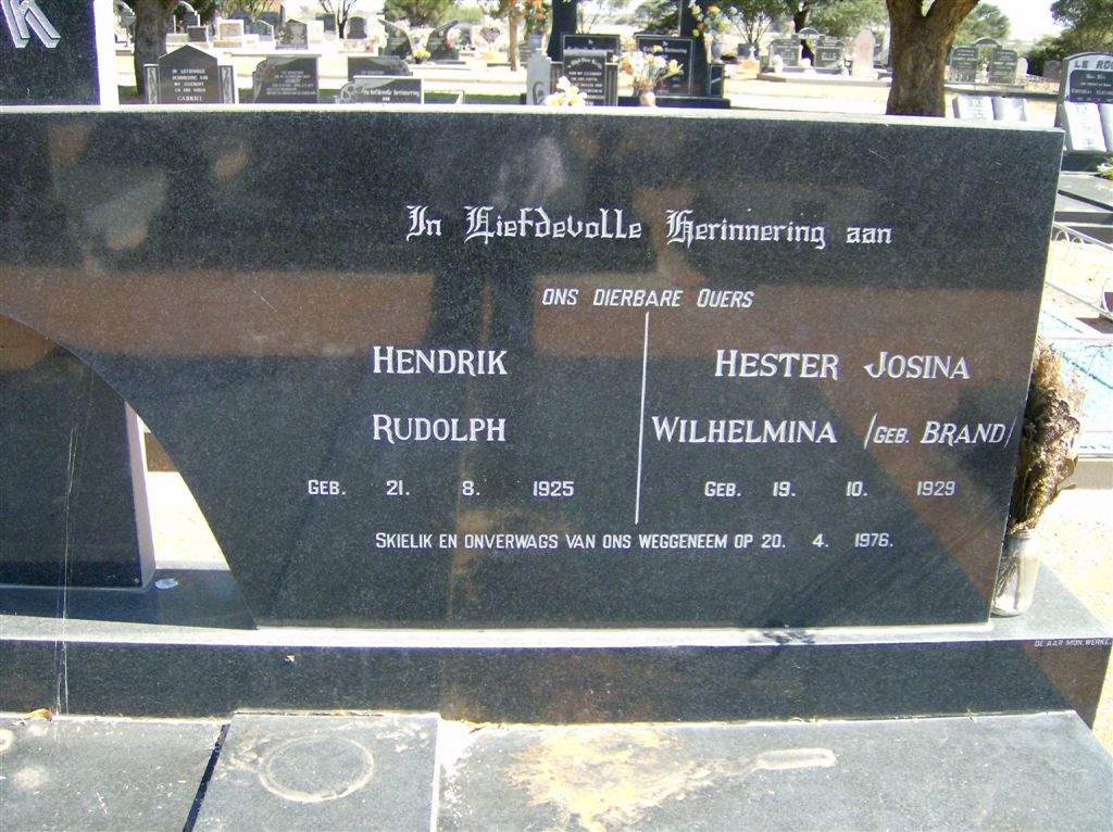 LUDIK Hendrik Rudolph 1925-1976 &amp; Hester Josina Wilhelmina BRAND 1929-1976