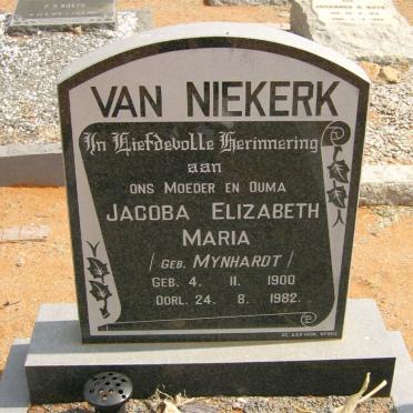 NIEKERK Jacoba Elizabeth Maria, van nee MYNHARDT 1900-1982