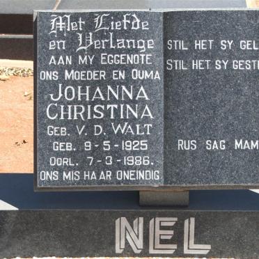 NEL Johanna Christina nee V.D. WALT 1925-1986
