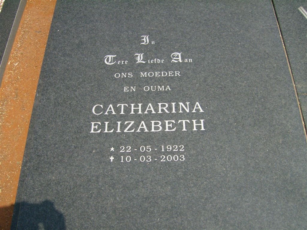 NIEKERK Catharina Elizabeth, van 1922-2003