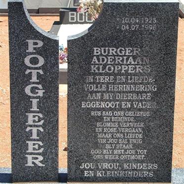 POTGIETER Burger Aderiaan Kloppers 1925-1996
