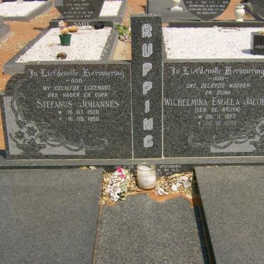 RUPPING Stefanus Johannes 1920-1990 &amp; Wilhelmina Engela Jacoba DE BRUYN 1920-2003