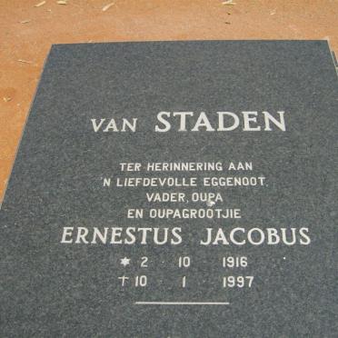 STADEN Ernestus Jacobus, van 1916-1997