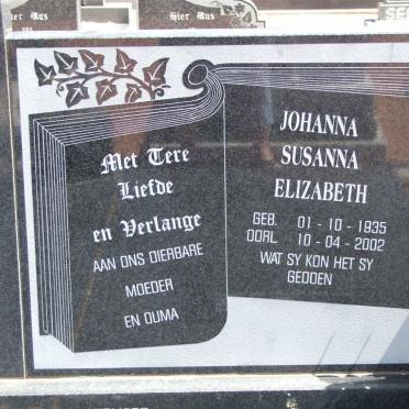 STADEN Johanna Susanna Elizabeth, van 1935-2002