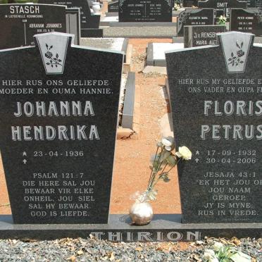 THIRION Floris Petrus 1932-2006 &amp; Johanna Hendrika 1936-