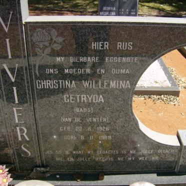 VIVIERS Pieter Willem de Jager 1918-1998 &amp; Christina Willemina Gertryda VAN DE VENTER 1926-1989