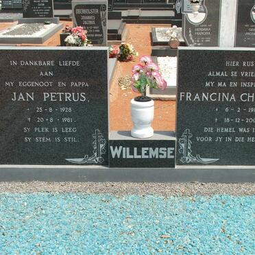 WILLEMSE Jan Petrus 1928-1981 :: WILLEMSE Francina Christina 1983-2007