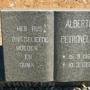 WESTHUIZEN Albertha Petronella, van der 1927-1992