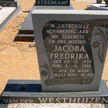 WESTHUIZEN Jacoba Fredrika, van der 1939-1985