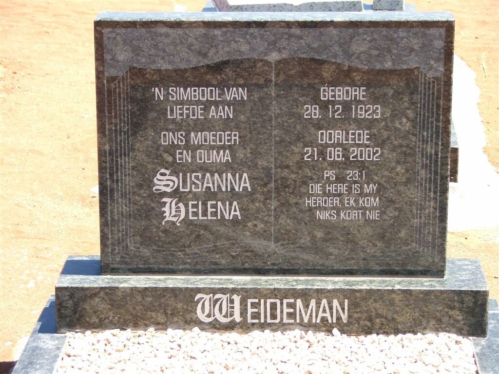 WEIDEMAN Susanna Helena 1923-2002