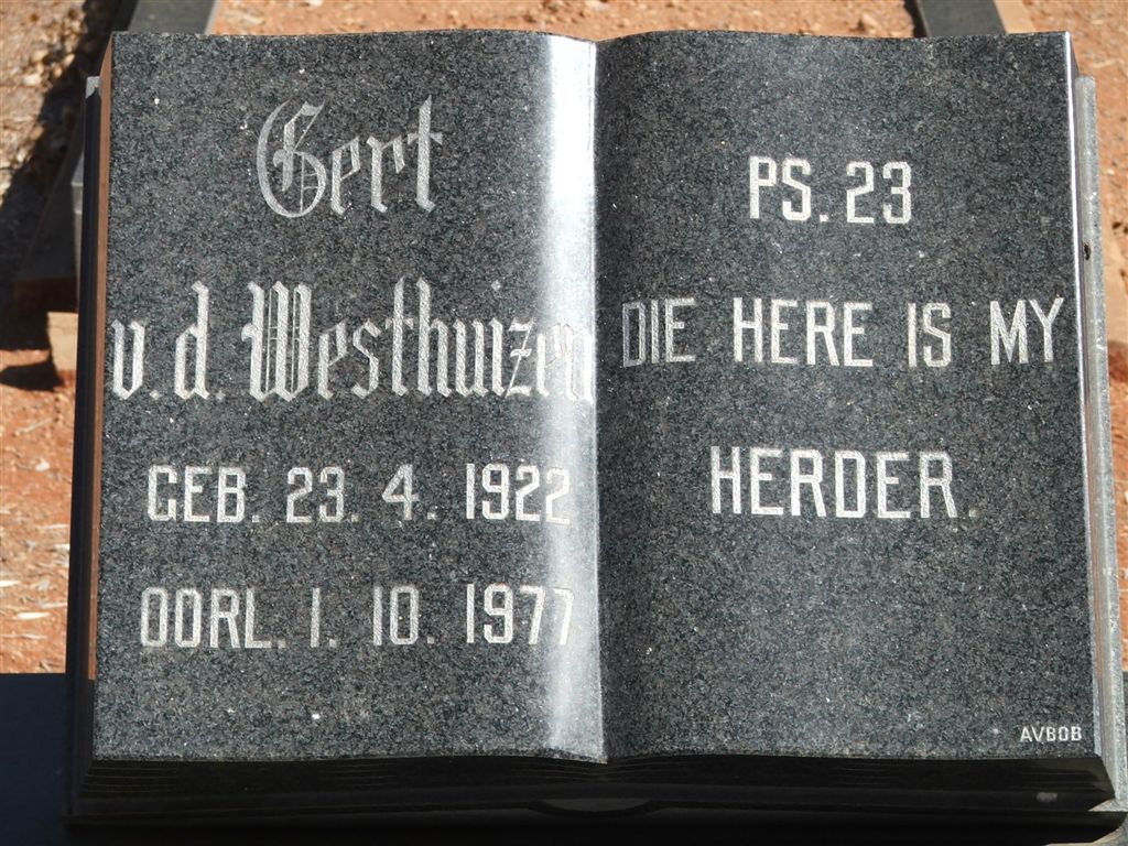 WESTHUIZEN Gert, v.d. 1922-1977