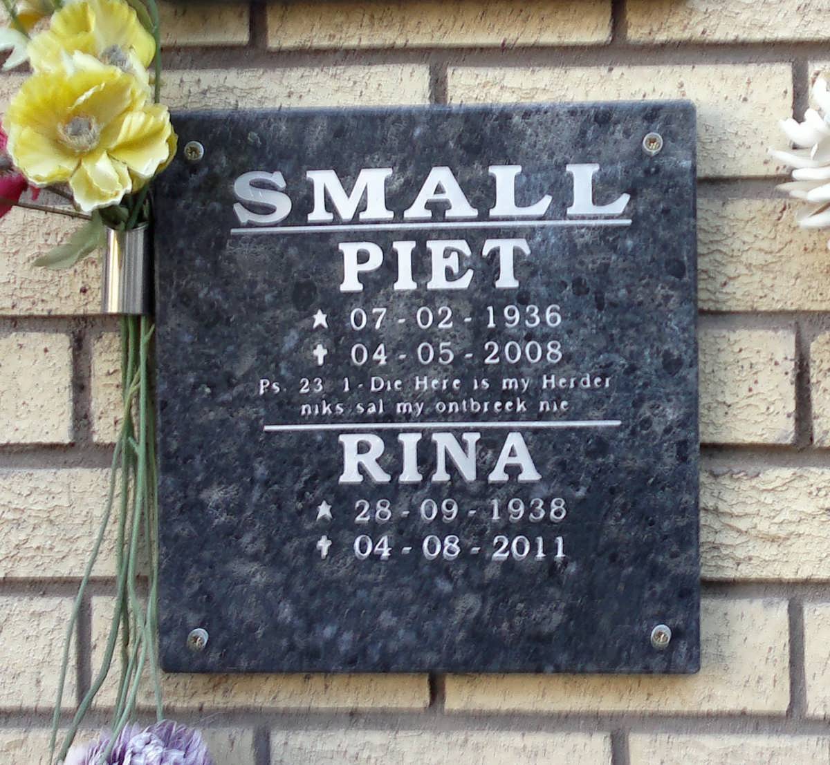 SMALL Piet 1936-2008 &amp; Rina 1938-2011