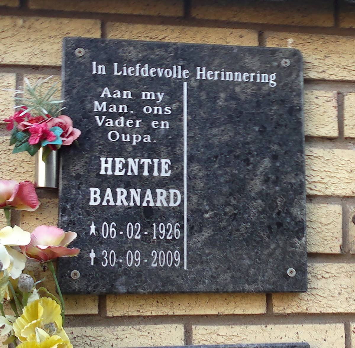 BARNARD Hentie 1926-2009