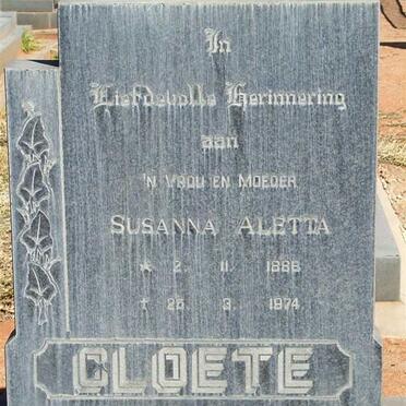 CLOETE Susanna Aletta 1886-1974