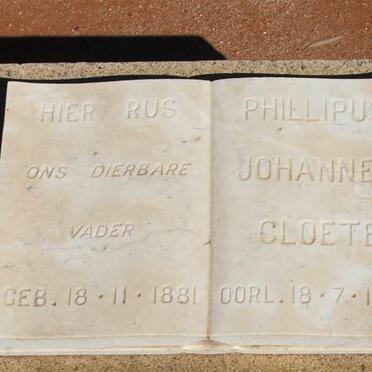CLOETE Phillipus Johannes 1881-1963