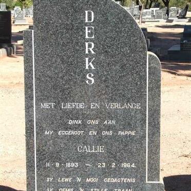 DERKS Callie 1893-1964 &amp; Bessie MINNAAR 1900-1977