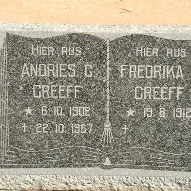 GREEFF Andries C. 1902-1967 &amp; Fredrika P. 1912-