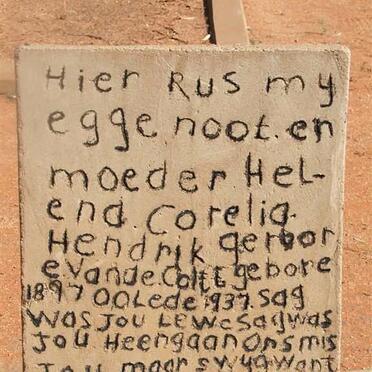 HENDRIK Helena Cornelia nee VANDE COLTT 1897-1937