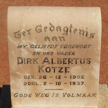KOTZE Dirk Albertus 1902-1937