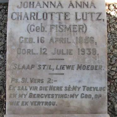 LUTZ Johanna Anna Charlotte nee FISMER 1856-1938