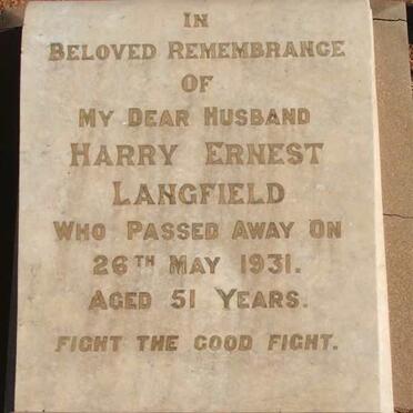 LANGFIELD Harry Ernest -1931