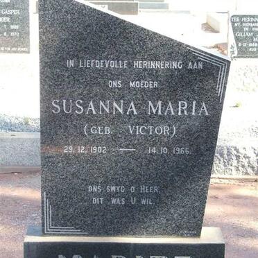 MARITZ Susanna Maria nee VICTOR 1902-1966