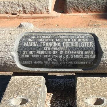 OBERHOLSTER Maria Francina nee SWANEPOEL -1959