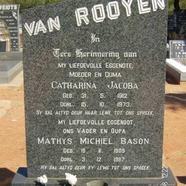 ROOYEN Mathys Michiel Bason, van 1909-1987 &amp; Catharina Jacoba 1912-1973