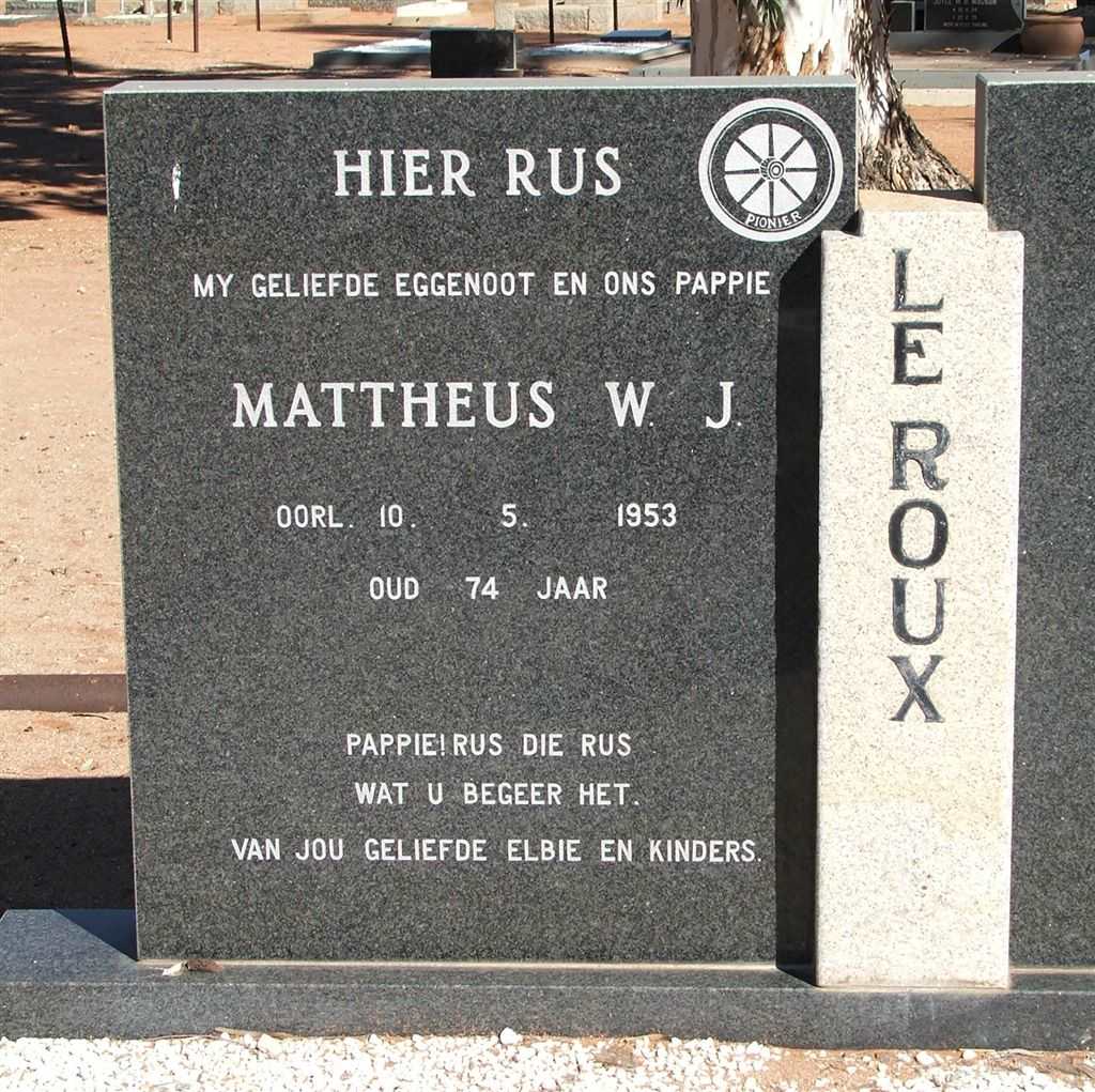 ROUX Mattheus W.J., le -1953
