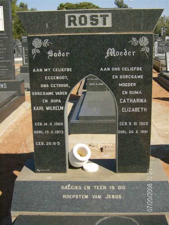 ROST Karl Wilhelm 1900-1973 &amp; Catharina Elizabeth 1905-1991