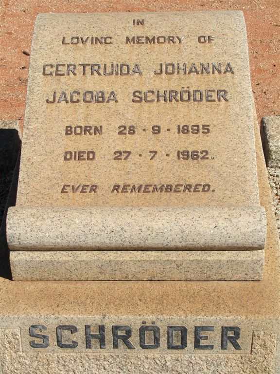 SCHRODER Gertruida Johanna Jacoba 1895-1962