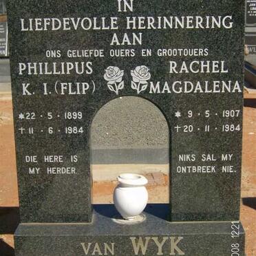 WYK Phillipus K.I., van 1899-191984 &amp; Rachel Magdalena 1907-1984