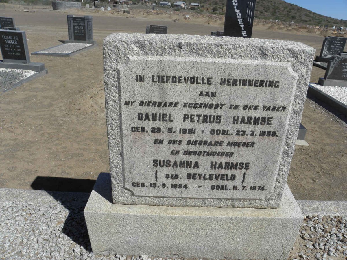 HARMSE Daniel Petrus 1881-1959 &amp; Susanna BEYLEVELD 1884-1974