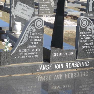 RENSBURG Johannes Erasmus Petrus, Janse van 1916-1979 &amp; Johanna Elizabeth Viljoen VAN JAARSVELD 1919-1990