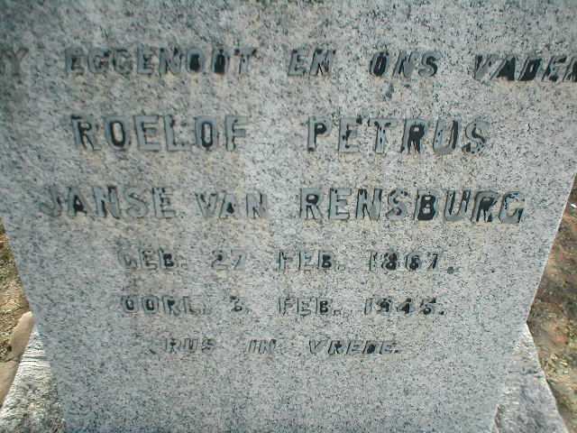 RENSBURG Roelof Petrus, Janse van 1867-1945