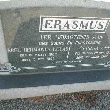 ERASMUS Abel Hermanus Lucas 1880-1963 &amp; Cecilia Anna NAUDE 1879-1962