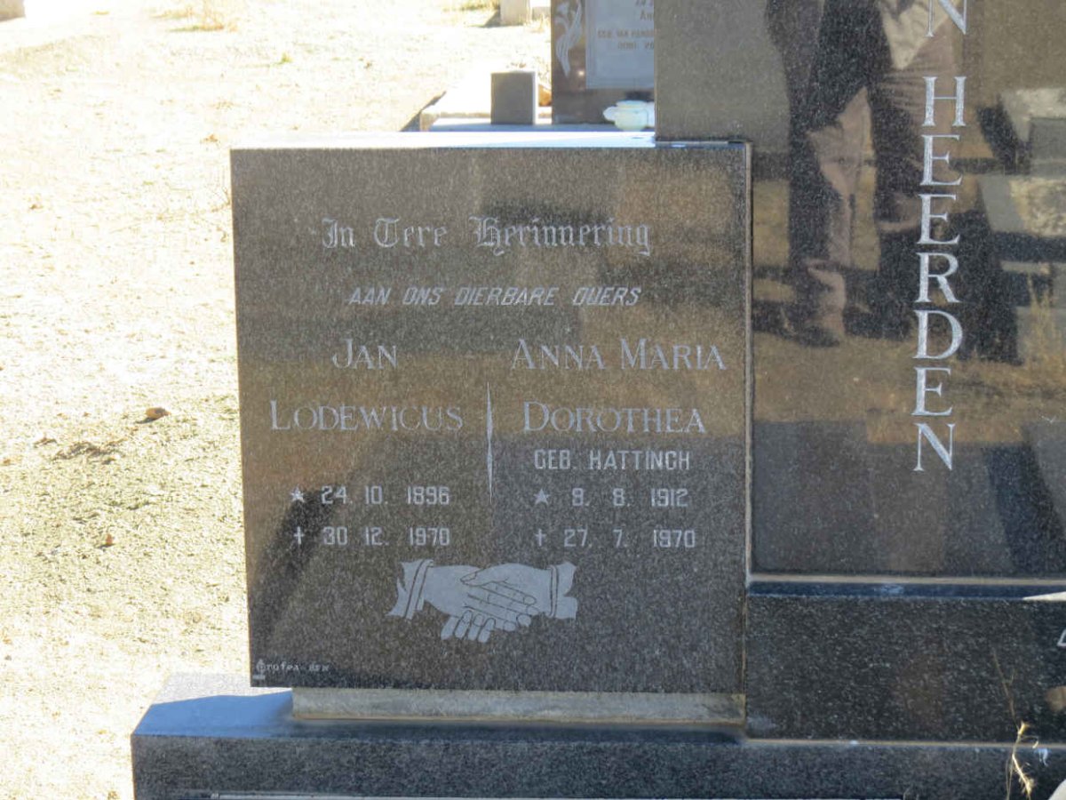 HEERDEN Jan Lodewicus, van 1896-1970 &amp; Anna Maria Dorothea HATTINGH 1912-1970