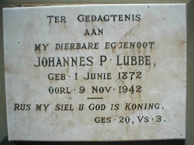 LUBBE Johannes P. 1872-1942