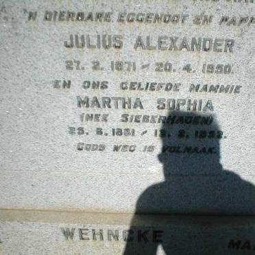 WEHNCKE Julius Alexander 1871-1950 &amp; Martha Sophia SIEBERHAGEN 1881-1952