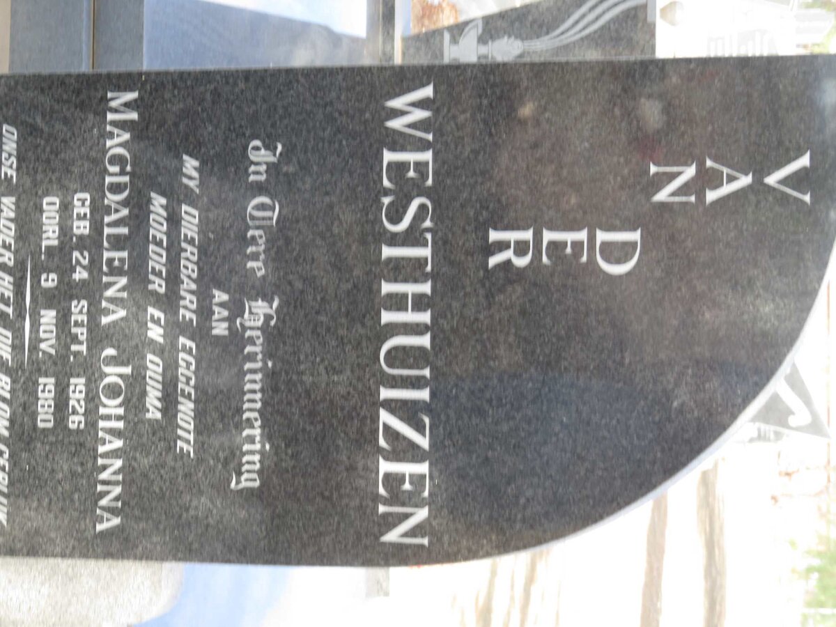 WESTHUIZEN Magdalena Johanna, van der 1926-1980